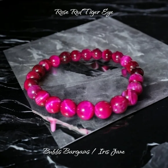 Rose Red Tiger Eye Bracelet - 8mm - Picture 1 of 2